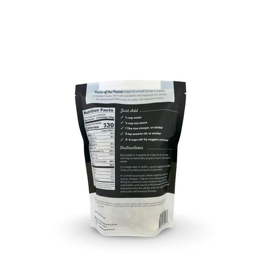 Back of the teriyaki meal kit packaging with nutritional information and cooking instructions on a white background