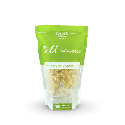 Package of Dill-icious pasta salad on a white background