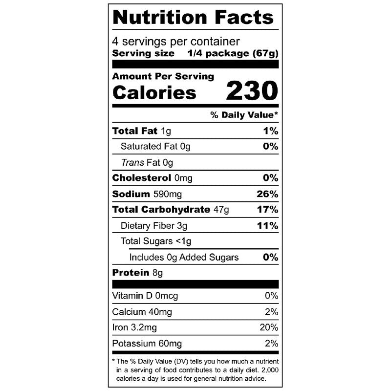 Nutrition facts label for Fiesta pasta salad on a white background
