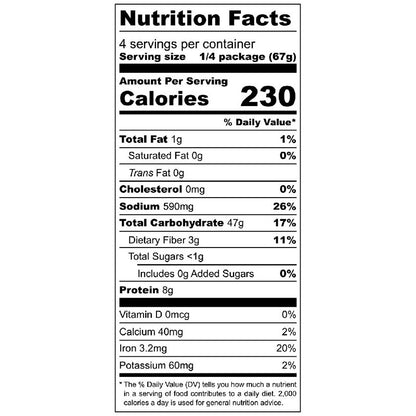 Nutrition facts label for Fiesta pasta salad on a white background
