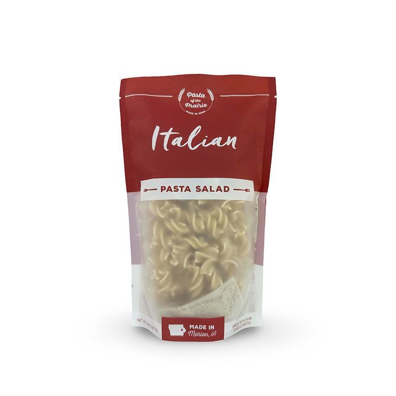 Italian pasta salad package on a white background