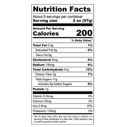 Nutrition facts label for Italian herd pasta with detailed calorie and nutrient information.