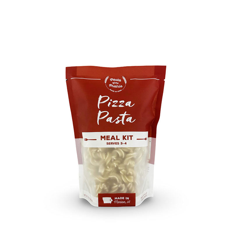 Bag of pizza pasta meal kit on a white background