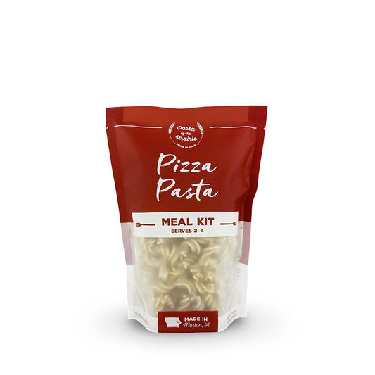 Bag of pizza pasta meal kit on a white background